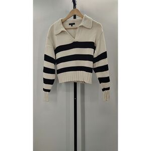 Quince Black and Cream Striped Sweater